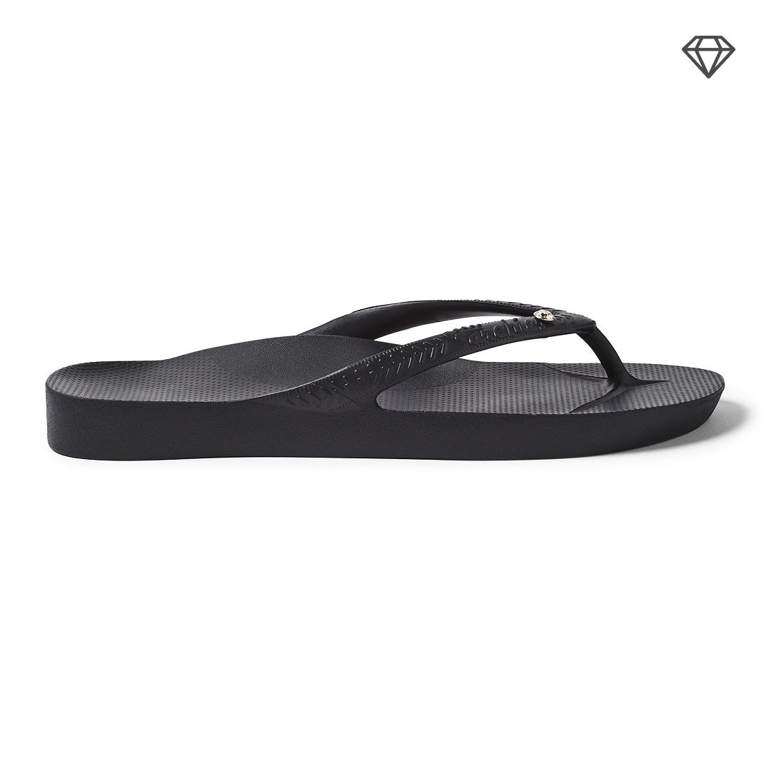 Crystal Black Archies Arch Support Flip Flops angle 03