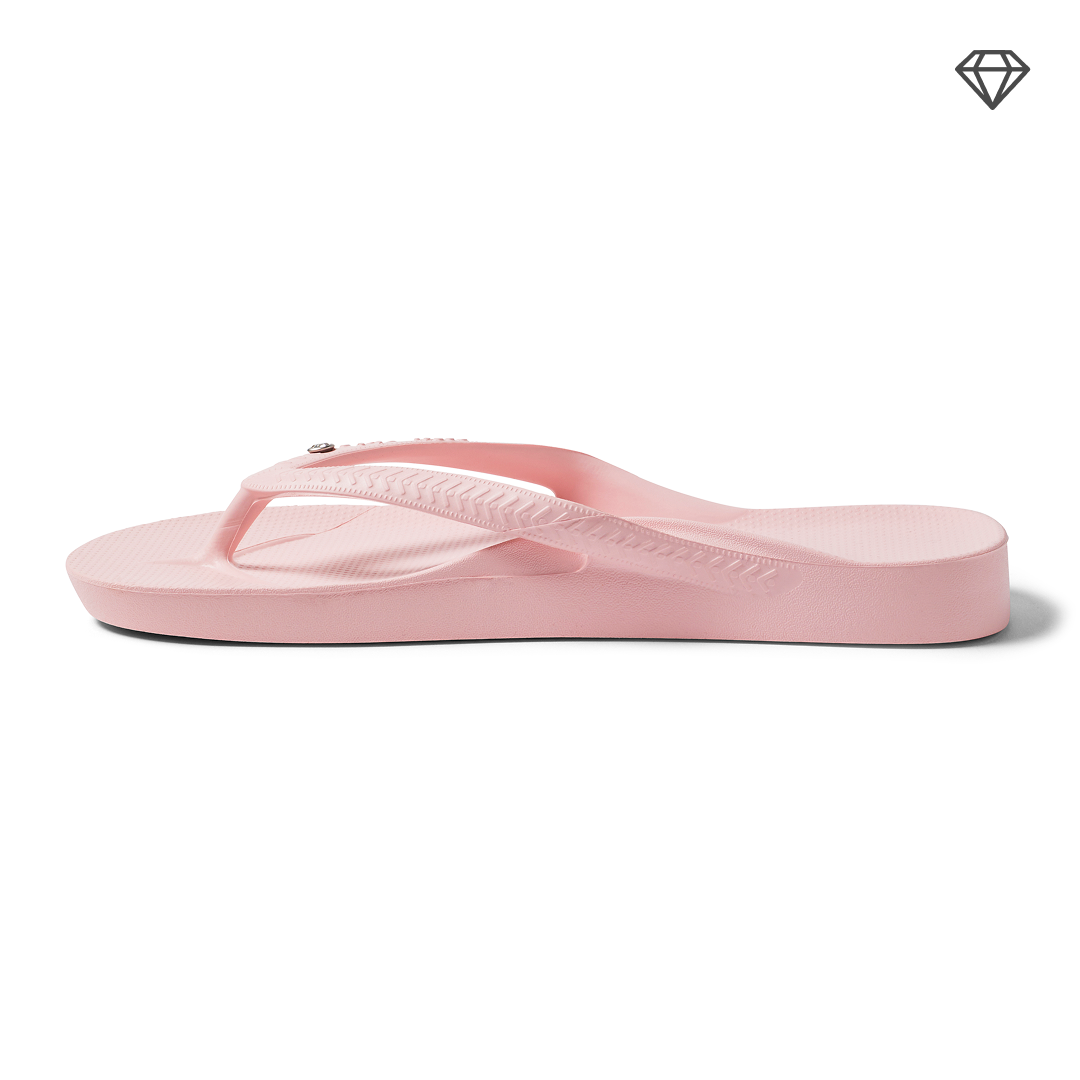 Crystal Pink Arch Support Flip Flops shown from the side