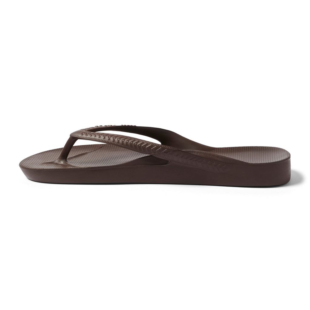 Archies Footwear Brown flip flops on a white background