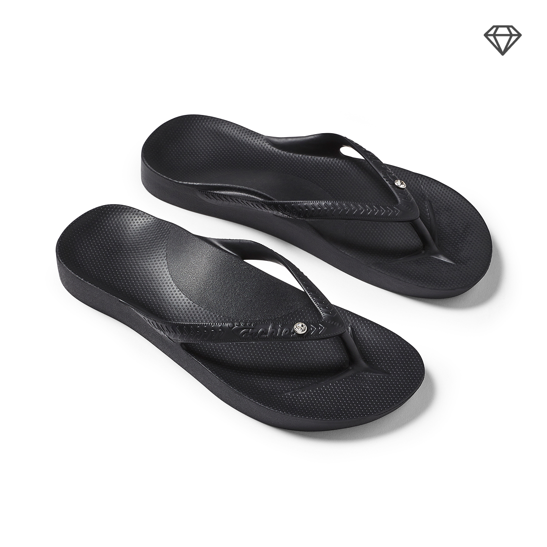 Crystal Black Archies Arch Support Flip Flops angle 02