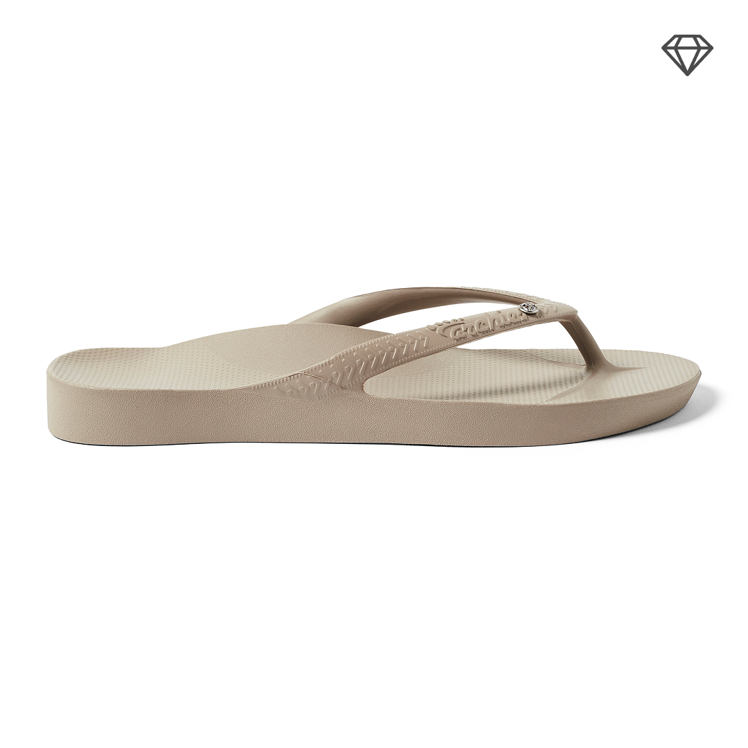 Taupe Crystal Archies Arch Support Flip Flops angle 05